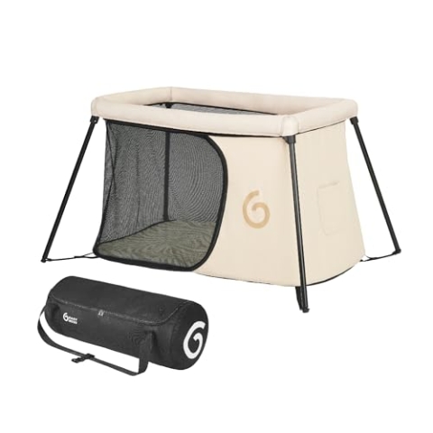 Babymoov Reisebett Moov & Sleep, Ultrakompakt und leicht (<5kg), Schneller Auf- und Abbau, Ab der Geburt bis zu 4 Jahren, Erweiterbar zum Spielbereich, Komfortabel (Matratzendichte 25kg/ms)
