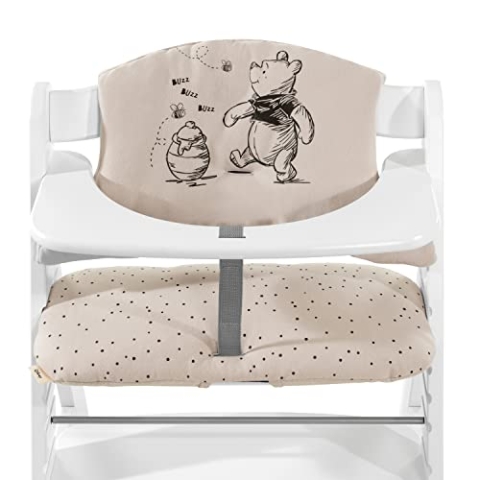 hauck Sitzkissen für Alpha+, Beta+ & Arketa Holzhochstuhl Highchair Pad Select, Anti-Rutsch Noppen, Doppelte Polsterung, Einfache Befestigung am Kinderstuhl (Disney Winnie the Pooh Beige)