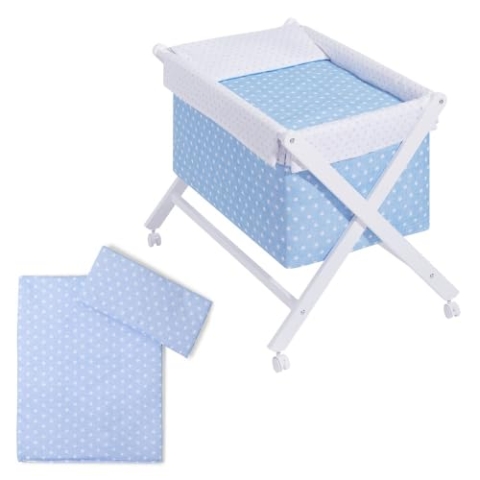 Mini-Babybett, faltbar, komplett mit Sternen, Blau