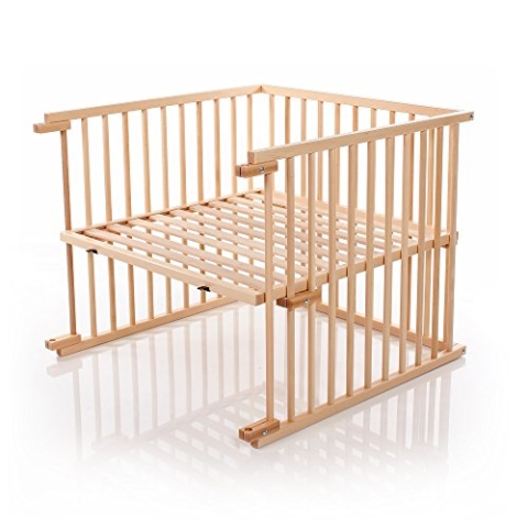 babybay Kinderbett Umbausatz für Beistellbetten stufenlos verstellbar passend für Modell Maxi und Boxspring / Babybett Größe: 140 cm x 89 cm aus massivem Buchenholz (natur lackiert)