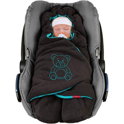 BYBOOM Baby Einschlagdecke für Babyschale, Universal Winter Decke/Kuscheldecke/Fußsack für Kindersitz, Kinderwagen oder Buggy, flauschig, kuschelig-warm, gemütlich und sehr weich