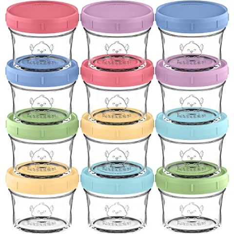 12-Pack Babybrei Einfrieren Behälter Glas - Beikost Baby Zubehör, Mikrowellen Babybrei Behälter,Lecksicher Babynahrung Behälter,Beikost Einfrieren Behälter,Babynahrung aufbewahrung (Nord)