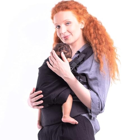 Boba X Babytrage Neugeborene ab Geburt - 2 Tragepositionen Mit Blick zum Baby und als Rucksack Kindertrage 3-20kg, Mit Kreuzbaren Trägern, Inklusive Schlafkapuze als Sonnenschutz (Black Beauty)
