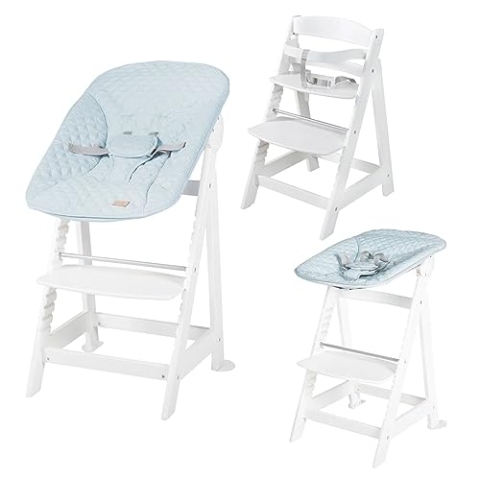 roba Born Up Treppenhochstuhl, Set 2in1, 'roba Style hellblau', mit Liegefunktion, ab Geburt