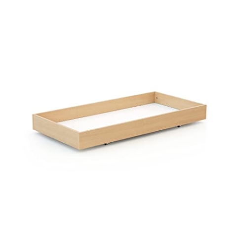 AT4 - ESSENTIEL Bettschublade Lackierte Buche | Für Babybett 60x120 cm | Universelle Holzschublade | Schublade mit 4 Rollen | Höhe 15cm | Praktische und diskrete Aufbewahrung | Platzsparend