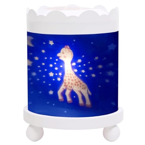 Trousselier - Sophie Die Giraffe - Nachtlicht - Magisches Karussell - Ideales Geburtsgeschenk - Farbe Holz weiß - animierte Bilder - beruhigendes Licht - 12V 10W Glühbirne inklusive - EU Stecker