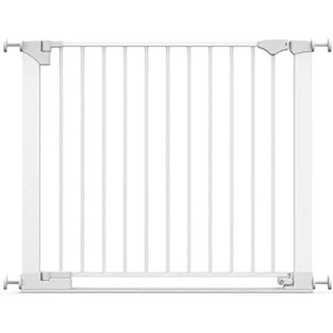 Safetots Sicherheitsstuffen Treppenschutzgitter, Weiß, 89cm - 96cm, Extra Niedrige Durchgangshöhe, 74cm Extra Breite Türöffnung, Einteiliges Extra Breites Gitter für Treppen, Baby und Kleinkind