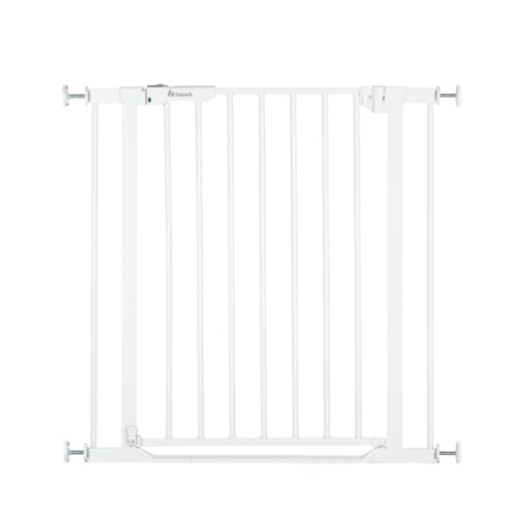 hauck Schutzgitter Treppe und Tür 75–80 cm, Weiß – Kindersicheres Absperrgitter mit flachem Einstieg, Türgitter mit Auto Close, 1 Hand Öffnung, ohne Bohren - nur für Innen