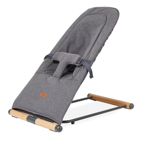 CHILDHOME, Faltbare Babywippe, Hängematten, 3 Neigungen 1 Knopf, Ultrakompakt und Schlank, 3-Punkt-Gurtsystem, Patentiertes Faltsystem, Bis zu 15 kg, Inklusive Transporttasche, Ökotex,Evolux,Anthrazit