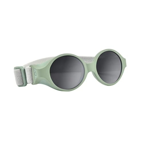 BÉABA, Sonnenbrille für Babys von 0 bis 9 Monaten, 100% UV-Schutz – KAT. 4, Seitenschutz, optimaler Komfort, verstellbares elastisches Kopfband, Salbeigrün