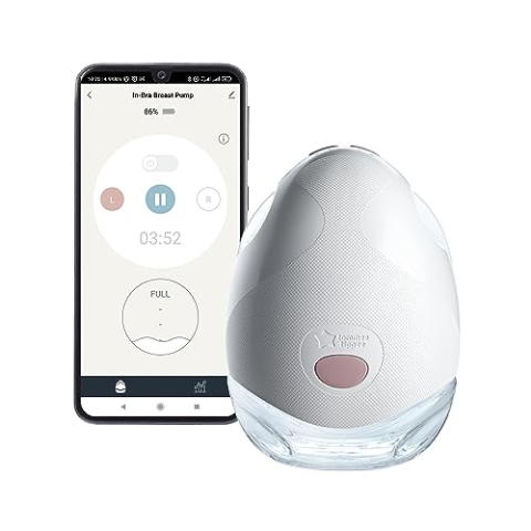 Tommee Tippee Made for Me Elektrische tragbare Milchpumpe, freihändig, Stillpumpe, tragbar und leise, 1 Massage- und 8 Express-Modi, 4 Stunden Akkulaufzeit