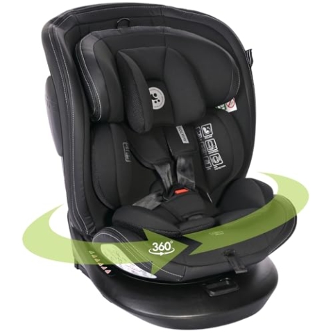 Lorelli Auto Kindersitz Aviator, Mitwachsender Autositz mit Isofix i-Size 40-150cm - Gruppe 0+/1/2/3 (0-36 kg), Babysitz ab Geburt, 360 Grad drehbar, 5-Punkt-Gurt, Einstellbare Kopfstütze, schwarz