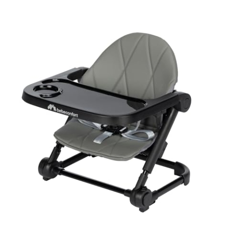 Bebeconfort Moly, Sitzerhöhung Stuhl Kind, 6 Mon–3 Jahre, 9–15 kg, leichter tragbarer Hochstuhl, kompakt zusammenklappbar, 3 einstellbare Höhen, Kindersitzerhöhung mit 3 Tablettpositionen, Tinted Grey