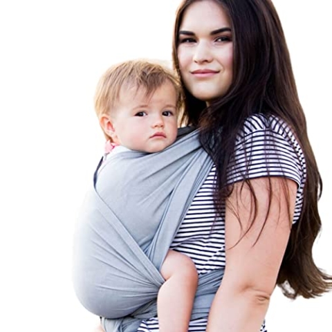 Hoppediz Baby-Tragetuch ab Geburt, Neugeboren bis Kleinkind, 100 % Baumwolle, ultraleichtes Sommertuch, Hamburg grau 5,40 m