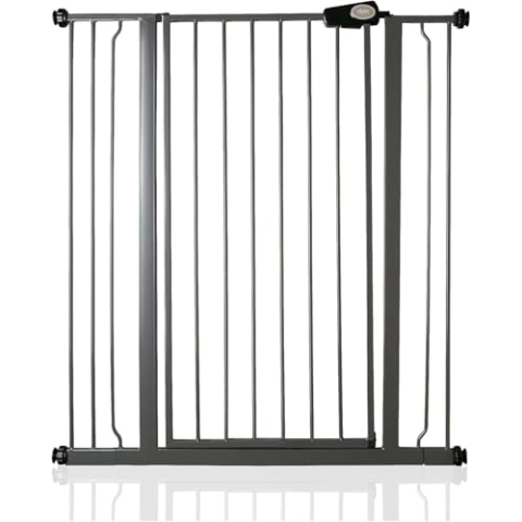 Bettacare Extra Hohes Sicherheitsgitter für Kinder und Hunde, 94.3cm - 101.9cm, Schiefergrau, Extra Hohes Babygitter von 104cm Höhe, Druckmontage-Sicherheitsgitter für Treppen