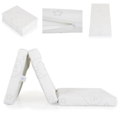 MONI Babybett Faltmatratze, Klappmatratze Snooze 120 x 60 x 6 cm, Bezug waschbar, Farbe:weiß
