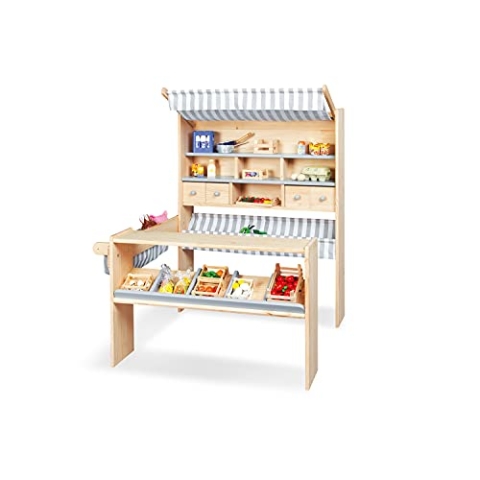Pinolino Marktstand Lucy, Spielladen für Kinder, grau
