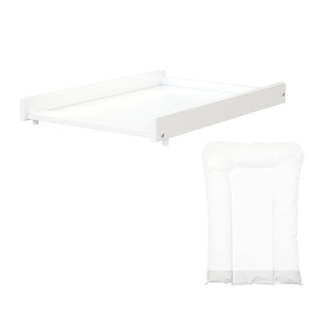 AT4 - Wickeltisch ESSENTIEL mit Matratze Weiß | Für Babybett 60x120cm | Sichere Installation | Leicht | Praktisch | Praktisch | Platzsparend