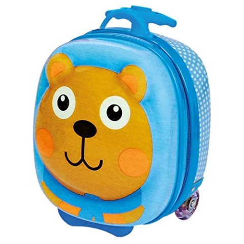 Bino Happy Trolley! Bär, Kindertrolley mit Rollen und ausziehbarem Griff (Kinderkoffer mit 3D Bären Motiv, kindgerechtes Design, Reisezubehör für Kinder aus hochwertigen Materialien), Mehrfarbig