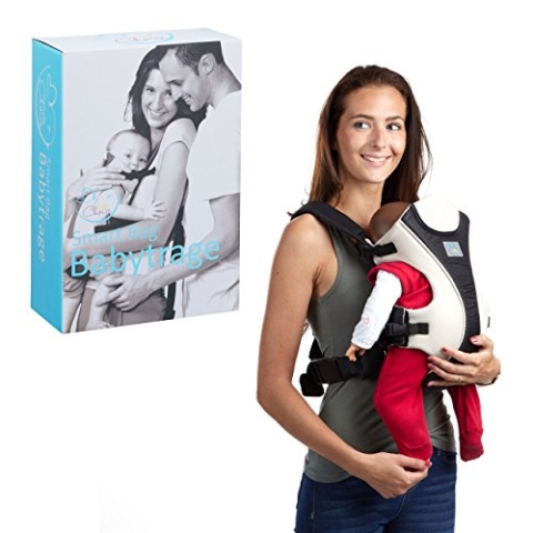 little Choice Babytrage Smart Bag, Bauchtrage f. Säuglinge ab 3 Monate, ergonomische Tragehilfe m. Latz, schwarz-weiß