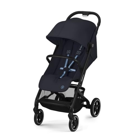 Cybex Gold Kinderwagen Beezy mit One-Pull Harness, Ab Geburt bis ca. 4 Jahre (max. 22 kg), Kompakt und ergonomisch, Dark Blue (Dunkelblau mit schwarzem Rahmen)