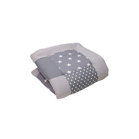 ULLENBOOM Krabbeldecke für Baby 80x80 cm, Outdoor-geeignet, 100% OEKO-TEX Materialien, Made in EU, Weich gepolstert, Graue Sterne - ideal als Spieldecke Baby