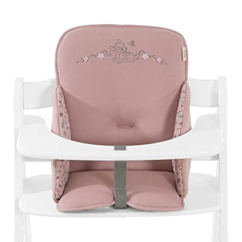 hauck Sitzverkleinerer Kissen Alpha Cosy Kompatibel mit Alpha+, Beta+ & Arketa Holzhochstuhl für Babys 6-36 Monate Hochstuhl Sitzkissen mit hoher Rückenlehne & Stabilen Seiten (Disney Bambi Rose)