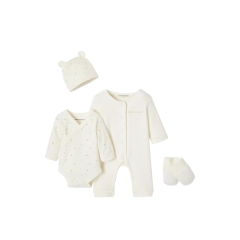 VERTBAUDET Bio-Kollektion: Baby-Set für Neugeborene, 4 Teile wollweiß 44