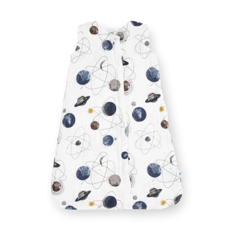 Little Unicorn - Premium 100% Baumwoll-Musselin Babyschlafsack - TOG 1.1 - leichter Schlafsack - Neugeborenen Geschenk - 2 lagig - handgemaltes Design - Baby 0-6 Monate - small (Planetary)