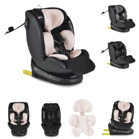 Cangaroo Kindersitz i-Size Castor (40-150cm) Gruppe 0/1/2/3 Isofix, Kopfschutz, Farbe:beige/rosa