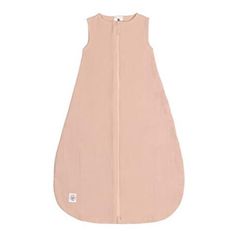 LÄSSIG Baby Sommerschlafsack ohne Ärmel Muslin Baumwolle GOTS zertifiziert unisex/Muslin Sleeping Bag powder pink, Größe 62/68 3-6 Monate