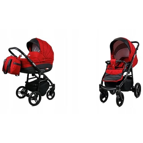 BabyLux® Bambimo Kinderwagen Set 2 in 1 - Axel - incl. Babywanne, Buggy Sportsitz - Kinderwagenset - Kombikinderwagen mit Wickeltasche, Regenschutz, Moskitonetz, Cupholder usw.
