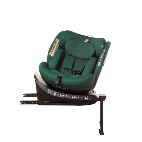 Kindersitz drehbar 360° ENZO-FIX mit ISOFIX montage, Stabilisierung, zusätzlicher Seitenschutz, I-SIZE (Dunkelgrün)