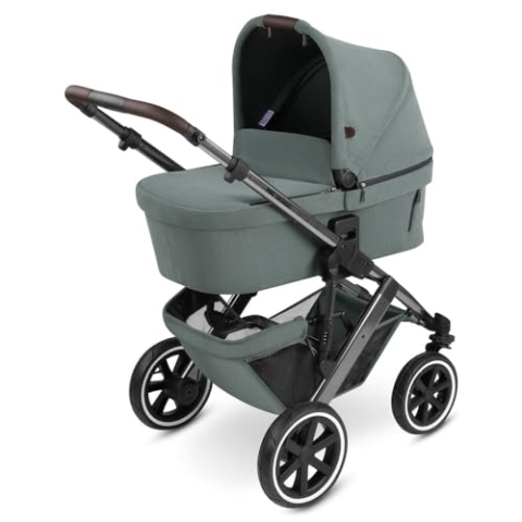 ABC Design 2 in 1 Kinderwagen Salsa 4 Air – Kombikinderwagen für Neugeborene & Babys – Inkl. Sportsitz Buggy & Babywanne – Radfederung & Luftreifen – Farbe: aloe