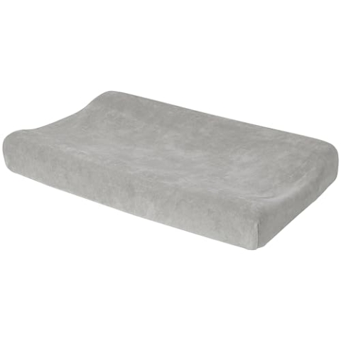 Meyco Baby Velvet Wickelauflagenbezug (moderne Wickelunterlage aus Samtstoff, 100% Baumwolle, weich, hautfreundlich, waschbar & trocknergeeignet, Größe: 50 x 70 cm), Light grey