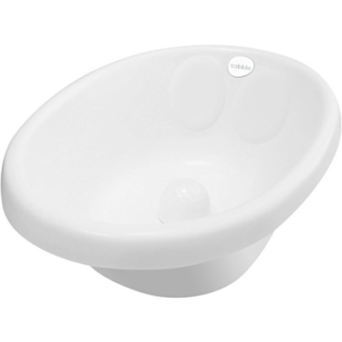 Sobble Weiß – Original gepolsterte Baby-Badewanne, sicher und bequem, flexibler, verstellbarer Baby-Sitzstopper, für 0 bis 18 Monate, Isolierung hält Wasser warm, BPA-frei, 4 Farben