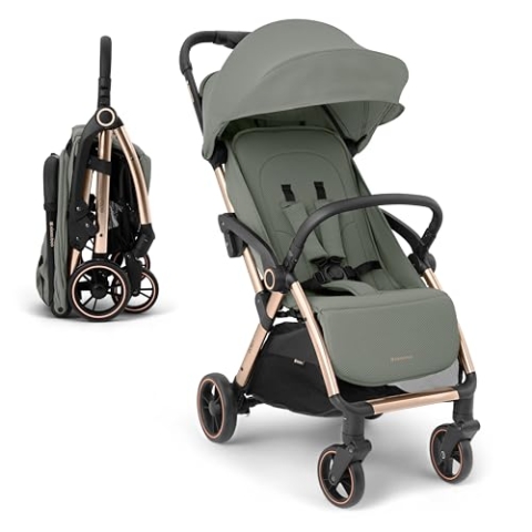 KikkaBoo Eden, Buggy Kinderwagen bis 22 kg – Leicht (7,1 kg), Kompakt & Stilvoll, One-Hand-Faltbar, Inkl. Regenschutz, Armee-Grün