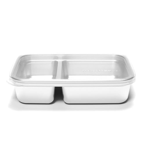 U Konserve - Geteilte rechteckige Lebensmittelbehälter aus Edelstahl mit Silikondeckel - Clear - 28oz / 825ml
