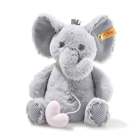 Steiff Spieluhr Elefant Ellie, Süßes Stofftier, Jungen, Mädchen & Babys ab 0 Monaten, Soft Cuddly Friends, herausnehmbares Musikwerk, 26 cm, 241765