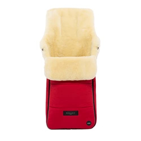 WERNER CHRIST BABY, Lammfell-Fußsack AROSA LUXE – vollfelliger Buggy, Kinderwagen-Fußsack (Kinder ab 6 bis 36 Monate), aus medizinischem Fell, in Chili Red (rot)