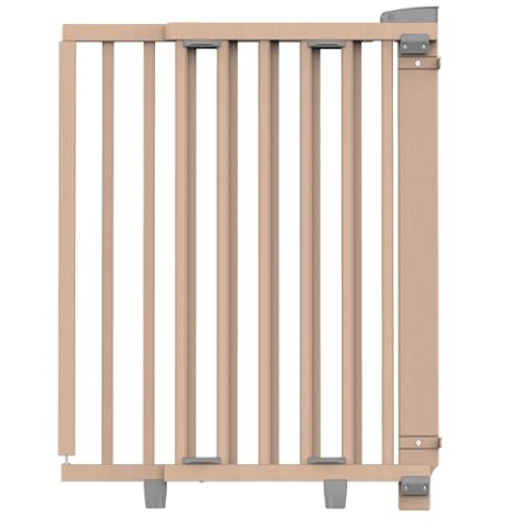 Geuther Türschutzgitter Oris | Treppenschutzgitter zum Anschrauben, Breite 86-133 cm | Stabiles Babygitter & Türgitter mit Schwenktür, sicherheitsgeprüft | Kindergitter Holz, Natur lackiert