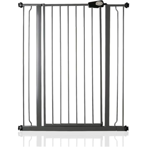 Bettacare Extra Hohes Sicherheitsgitter für Kinder und Hunde, 87.9cm - 95.5cm, Schiefergrau, Extra Hohes Babygitter von 104cm Höhe, Druckmontage-Sicherheitsgitter für Treppen