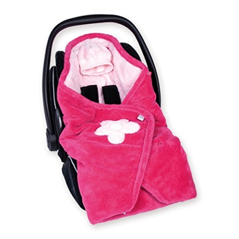 Bemini by Baby Boum 392LIZIE57SF Einschlagdecke für Babyschale BISIDE SOFTY LIZIE pompon 90 x 90 cm ,rosa