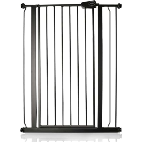 Bettacare Extra Hohes Sicherheitsgitter für Kinder und Hunde, 81.4cm - 89cm, Mattschwarz, Extra Hohes Babygitter von 104cm Höhe, Druckmontage-Sicherheitsgitter für Treppen
