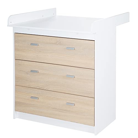 roba Wickelkommode mit abnehmbarem Wickelansatz „Gabriella“, bicolor, 3 Schubladen, Wickelhöhe 90 cm