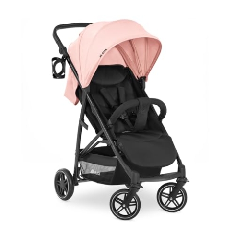 hauck Buggy Rapid 4R Plus, ab Geburt bis ca. 3 Jahren, Sonnendach mit UV-Schutz 50+, Kinderbuggy Klein Zusammenklappbar, mit Liegefunktion, Getränkehalter, Höhenverstellbar, Großer Korb (Rose)