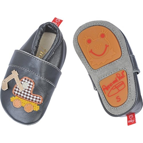 Anna & Paul Krabbelschuhe BAGGER anthrazit - mit Gummisohle, Größe:S (18/19)