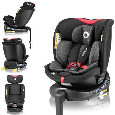 LIONELO NAVY i-Size Drehbarer 360o Kindersitz, 40-150 cm, Gruppe 0+1 2 3, vorwärts- und rückwärtsgerichtete Montage, ISOFIX und Stützfuß, Verstellbare Kopfstütze und Rückenlehne, Dri-Seat Einsatz