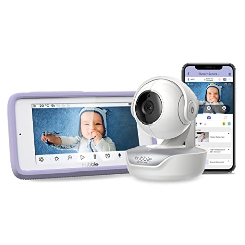 Hubble Connected Nursery Pal Premium Baby Monitor with Camera, 5 Inch Touch Screen, Privacy Mode, Infrared Night Vision, Two-Way Call, Room Temperature Sensor and Smartphone App