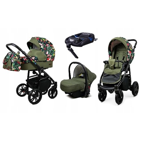 BabyLux® Kinderwagen Set 4 in 1 - Color Lux - incl. Babywanne, Buggy Sportsitz, Auto-Babyschale, ISOFIX-Basisstation - Autositz - Kinderwagenset - Kombikinderwagen mit Wickeltasche usw.